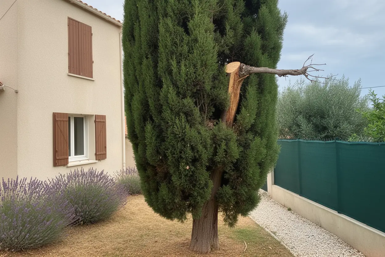 Cyprès sécurisé après grimpe à La Seyne-sur-Mer