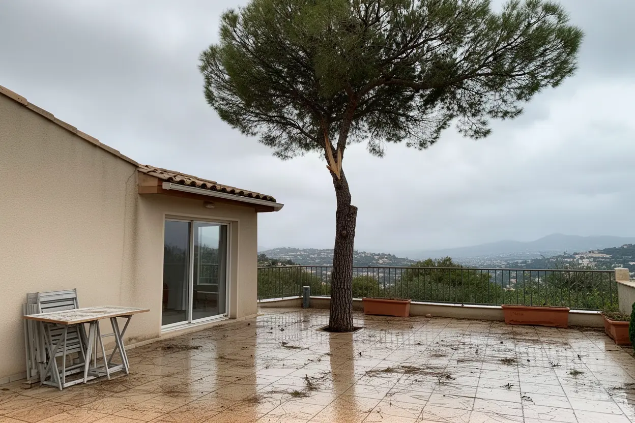 Terrasse toulonnaise sécurisée après démontage du pin