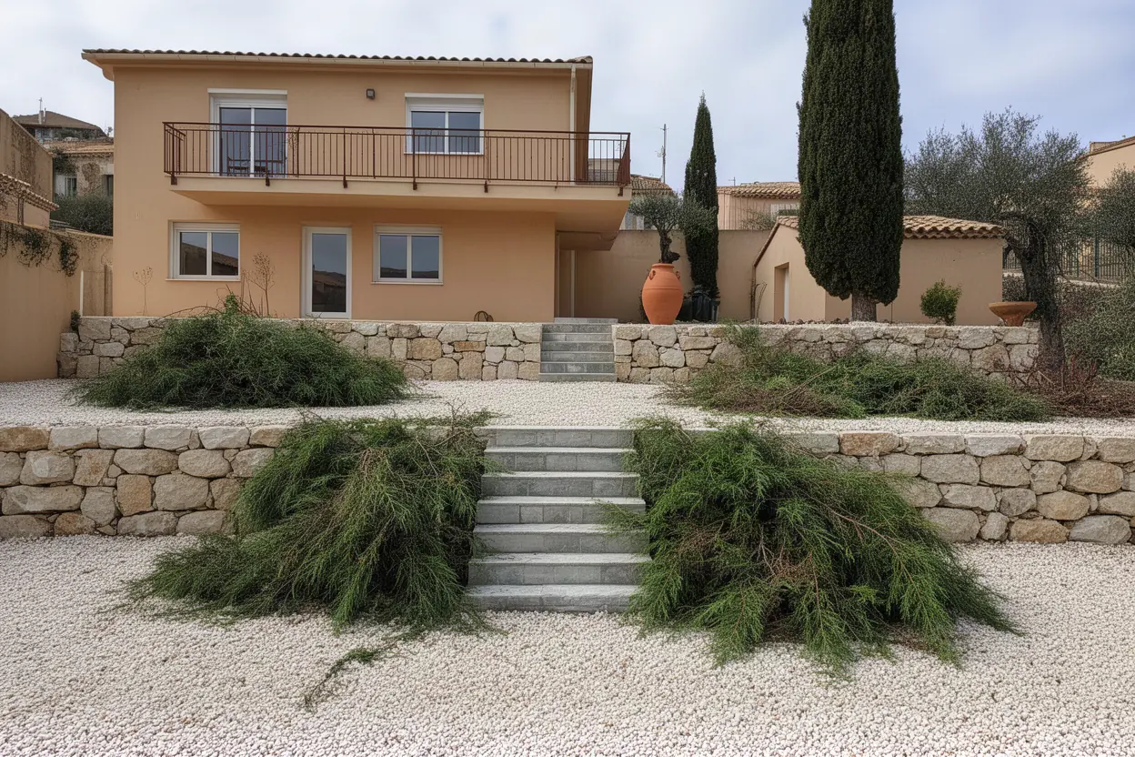Branches entassées dans une restanque à Toulon