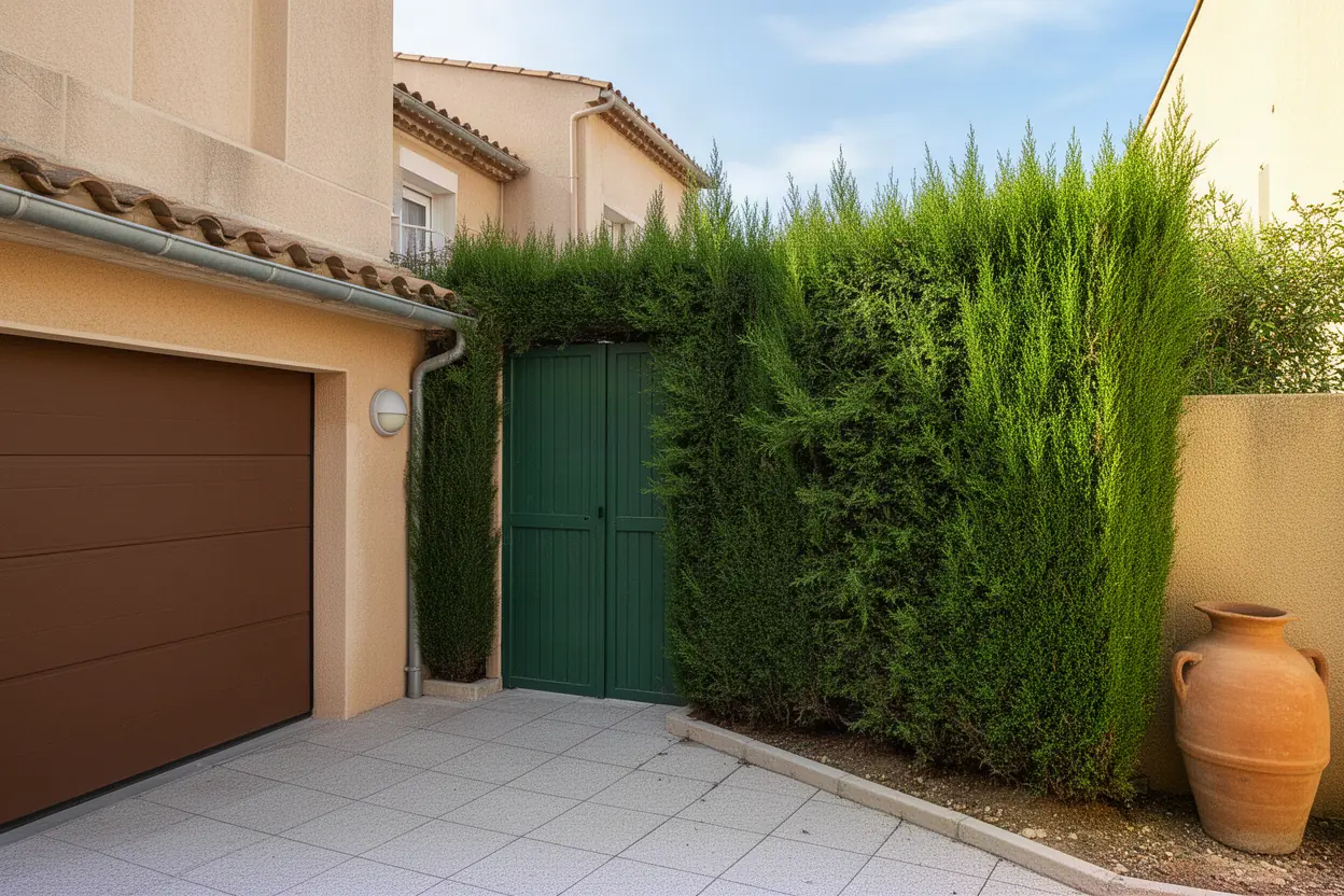 Haie de cyprès épaisse avant taille à Toulon