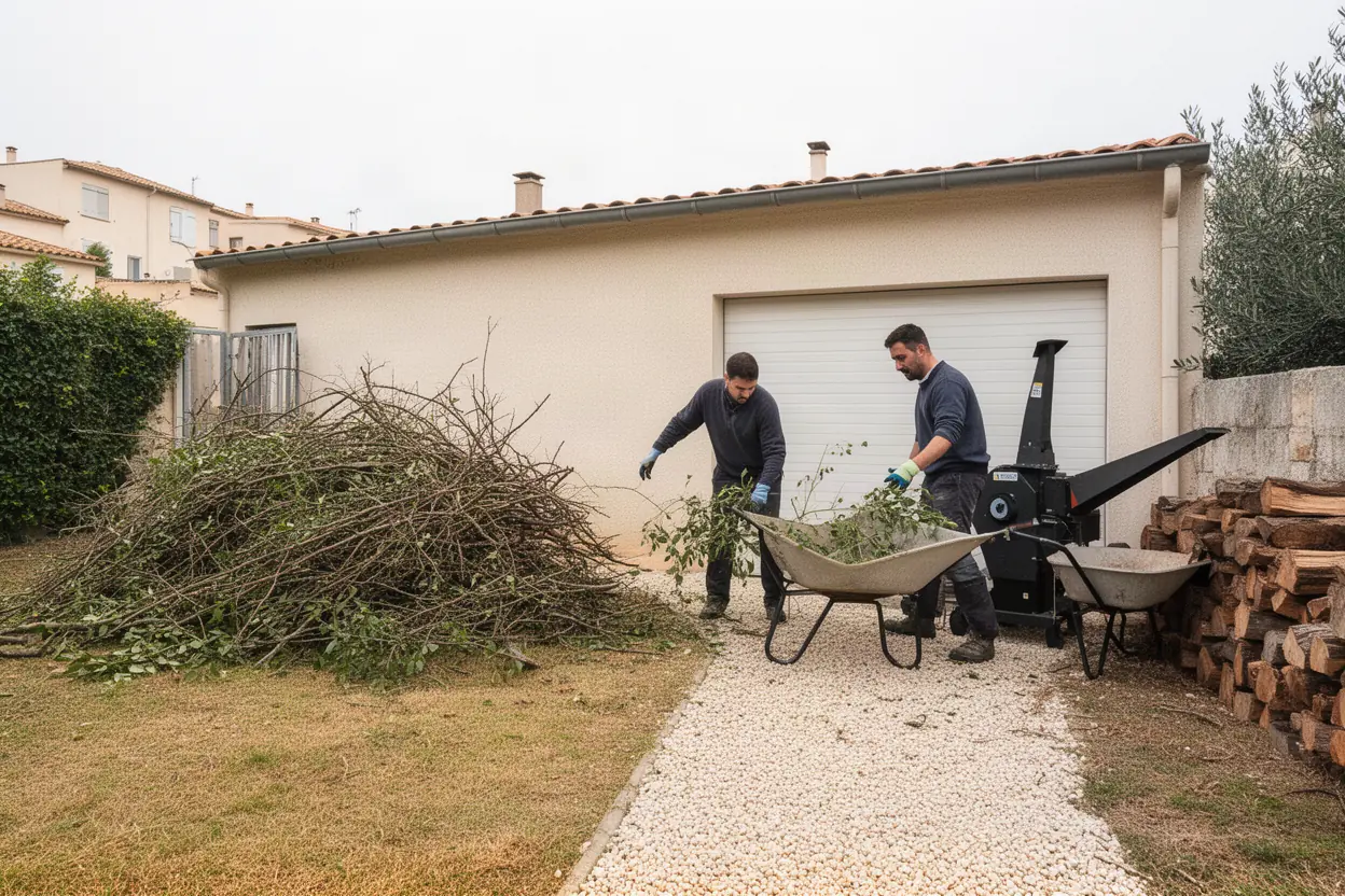 Équipe ramassant des déchets verts au Port de Hyères